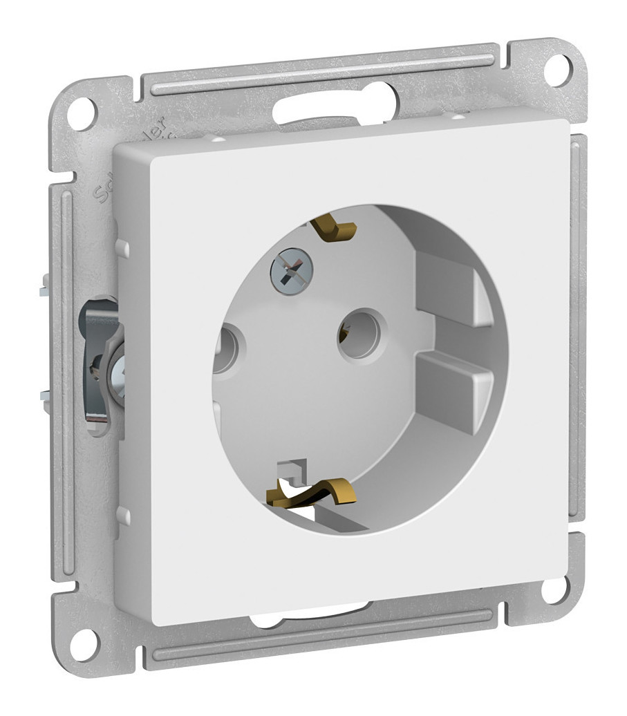 Розетка однопостовая Schneider Electric AtlasDesign с заземлением белая Розетка однопостовая Schneider Electric AtlasDesign с заземлением белая
