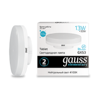 Лампа светодиодная Gauss GX53 4100К 13 Вт Лампа светодиодная Gauss GX53 4100К 13 Вт