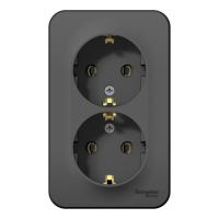 Розетка двухпостовая Schneider Electric Blanca с заземлением антрацит Розетка двухпостовая Schneider Electric Blanca с заземлением антрацит