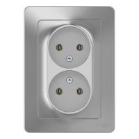 Розетка двухпостовая Schneider Electric Blanca без заземления алюминий Розетка двухпостовая Schneider Electric Blanca без заземления алюминий