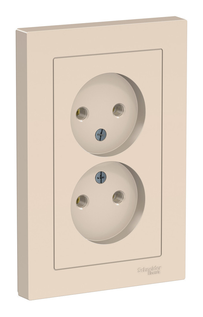 Розетка двухпостовая Schneider Electric AtlasDesign без заземленмия слоновая кость Розетка двухпостовая Schneider Electric AtlasDesign без заземленмия слоновая кость