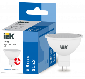 Лампа светодиодная IEK GU5.3 6500К 5 Вт Лампа светодиодная IEK GU5.3 6500К 5 Вт
