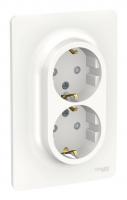 Розетка двухпостовая Schneider Electric Unica с заземлением с защитными шторками белая Розетка двухпостовая Schneider Electric Unica с заземлением с защитными шторками белая