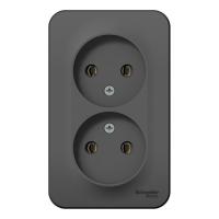 Розетка двухпостовая Schneider Electric Blanca без заземления антрацит Розетка двухпостовая Schneider Electric Blanca без заземления антрацит