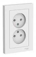 Розетка двухпостовая Schneider Electric AtlasDesign без заземленмия в сборе белая Розетка двухпостовая Schneider Electric AtlasDesign без заземленмия в сборе белая