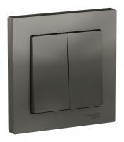 Выключатель 2-кл. Schneider Electric AtlasDesign в сборе сталь Выключатель 2-кл. Schneider Electric AtlasDesign в сборе сталь