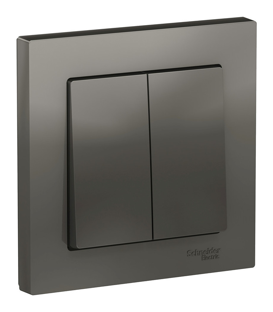 Выключатель 2-кл. Schneider Electric AtlasDesign в сборе сталь Выключатель 2-кл. Schneider Electric AtlasDesign в сборе сталь