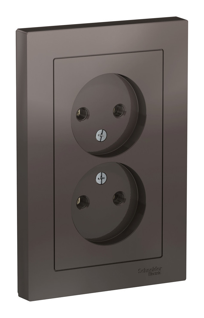 Розетка двухпостовая Schneider Electric AtlasDesign без заземленмия в сборе мокко Розетка двухпостовая Schneider Electric AtlasDesign без заземленмия в сборе мокко