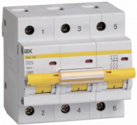 Автоматический выключатель IEK 3П 10 кА D 25 А Автоматический выключатель IEK 3П 10 кА D 25 А