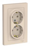 Розетка двухпостовая Schneider Electric AtlasDesign с заземлением слоновая кость Розетка двухпостовая Schneider Electric AtlasDesign с заземлением слоновая кость