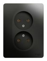 Розетка двухпостовая Schneider Electric Glossa без заземления в сборе антрацит Розетка двухпостовая Schneider Electric Glossa без заземления в сборе антрацит