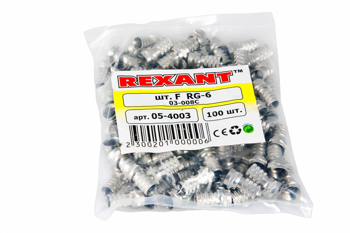 Разъем F RG-6 "AB" (03-008C) (уп.100шт) PROCONNECT 05-4003-4 Разъем F RG-6 "AB" (03-008C) (уп.100шт) PROCONNECT 05-4003-4