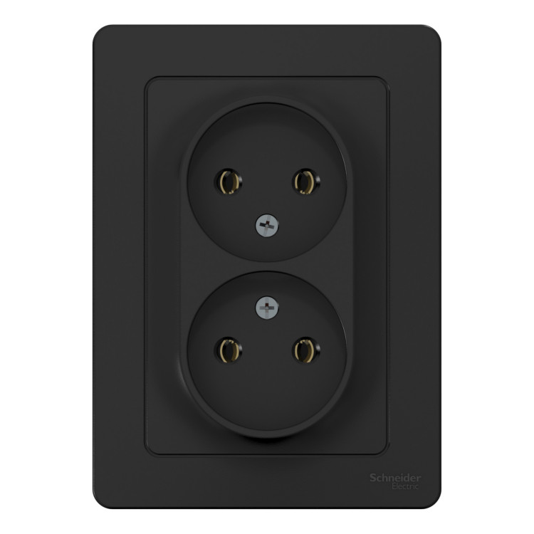Розетка двухпостовая Schneider Electric Blanca без заземления антрацит Розетка двухпостовая Schneider Electric Blanca без заземления антрацит