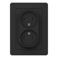 Розетка двухпостовая Schneider Electric Blanca без заземления антрацит Розетка двухпостовая Schneider Electric Blanca без заземления антрацит