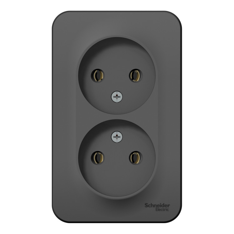 Розетка двухпостовая Schneider Electric Blanca без заземления антрацит Розетка двухпостовая Schneider Electric Blanca без заземления антрацит