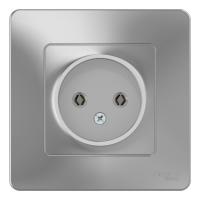 Розетка однопостовая Schneider Electric Blanca без заземления алюминий Розетка однопостовая Schneider Electric Blanca без заземления алюминий