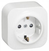 Розетка однопостовая Legrand Quteo с заземлением белая Розетка однопостовая Legrand Quteo с заземлением белая
