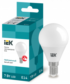 Лампа светодиодная IEK Е14 4000К 7 Вт Лампа светодиодная IEK Е14 4000К 7 Вт
