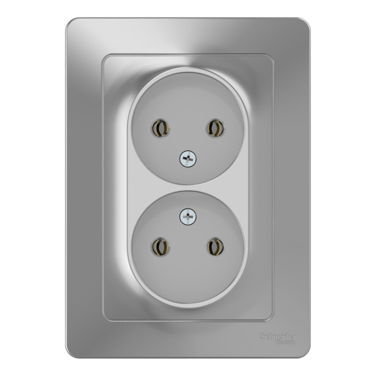 Розетка двухпостовая Schneider Electric Blanca без заземления алюминий Розетка двухпостовая Schneider Electric Blanca без заземления алюминий