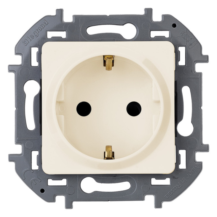 Розетка однопостовая Legrand Inspiria с заземлением слоновая кость Розетка однопостовая Legrand Inspiria с заземлением слоновая кость