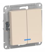 Выключатель 2-кл. Schneider Electric AtlasDesign с подсветкой слоновая кость Выключатель 2-кл. Schneider Electric AtlasDesign с подсветкой слоновая кость