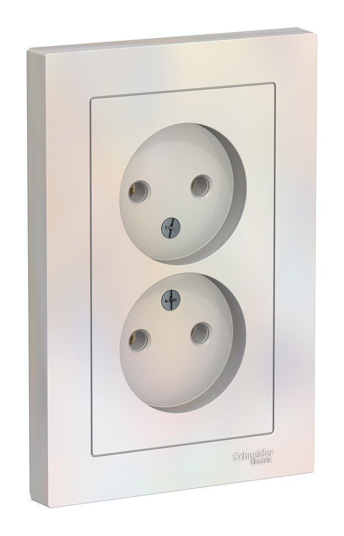 Розетка двухпостовая Schneider Electric AtlasDesign без заземленмия в сборе жемчуг Розетка двухпостовая Schneider Electric AtlasDesign без заземленмия в сборе жемчуг