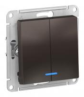 Выключатель 2-кл. Schneider Electric AtlasDesign с подсветкой мокко Выключатель 2-кл. Schneider Electric AtlasDesign с подсветкой мокко