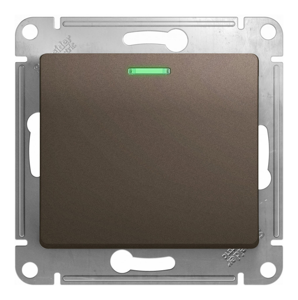 Выключатель 1-кл. Schneider Electric Glossa с подстветкой шоколад Выключатель 1-кл. Schneider Electric Glossa с подстветкой шоколад