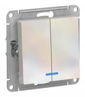 Выключатель 2-кл. Schneider Electric AtlasDesign с подсветкой жемчуг Выключатель 2-кл. Schneider Electric AtlasDesign с подсветкой жемчуг