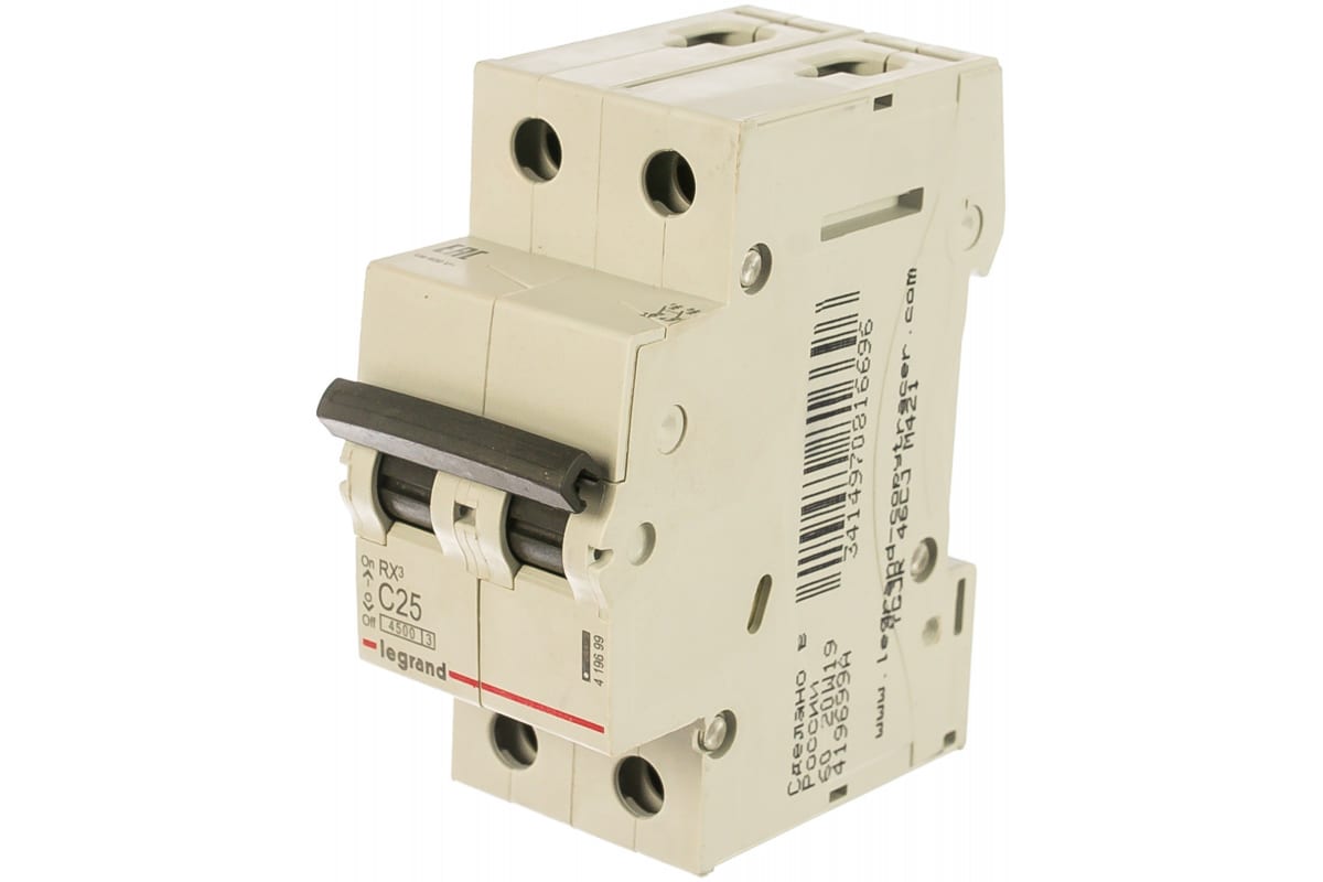 Автоматический выключатель Legrand 2П 4,5 кА С 25 A Автоматический выключатель Legrand 2П 4,5 кА С 25 A