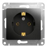 Розетка однопостовая Schneider Electric Glossa с заземлением антрацит Розетка однопостовая Schneider Electric Glossa с заземлением антрацит
