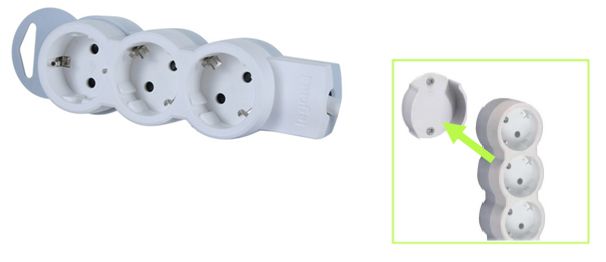 Колодка удлинителя Legrand 3х2К+З с заземлением Колодка удлинителя Legrand 3х2К+З с заземлением