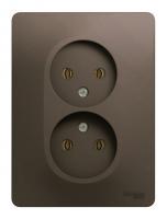 Розетка двухпостовая Schneider Electric Glossa без заземления в сборе шоколад Розетка двухпостовая Schneider Electric Glossa без заземления в сборе шоколад