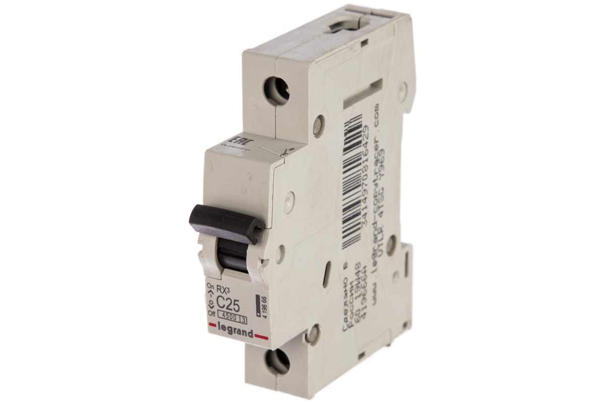 Автоматический выключатель Legrand 1П 4,5 кА С 25 A Автоматический выключатель Legrand 1П 4,5 кА С 25 A