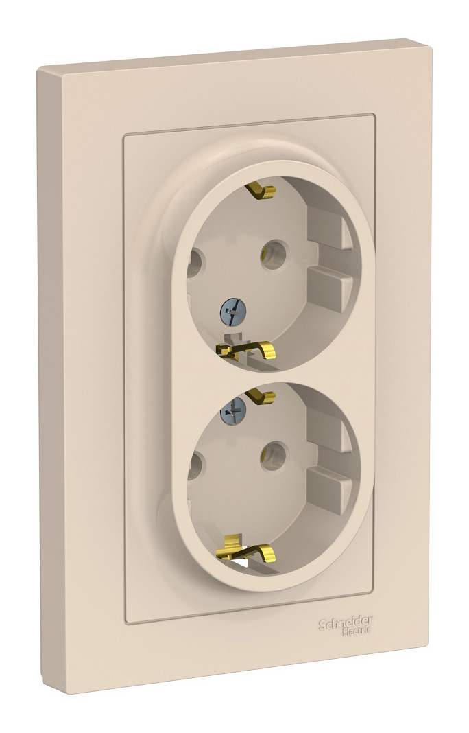 Розетка двухпостовая Schneider Electric AtlasDesign с заземлением слоновая кость Розетка двухпостовая Schneider Electric AtlasDesign с заземлением слоновая кость