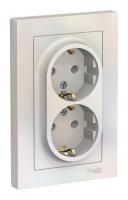 Розетка двухпостовая Schneider Electric AtlasDesign с заземлением в сборе жемчуг Розетка двухпостовая Schneider Electric AtlasDesign с заземлением в сборе жемчуг