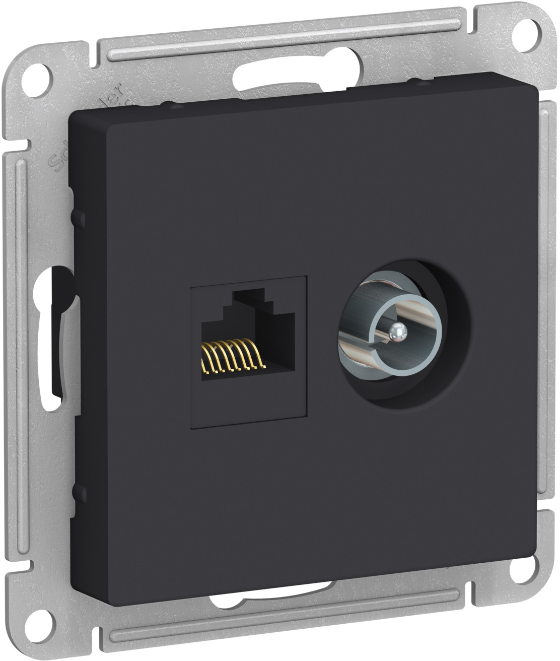 Розетка RJ45 и TV Schneider Electric AtlasDesign карбон Розетка RJ45 и TV Schneider Electric AtlasDesign карбон