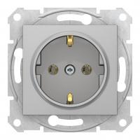 Розетка однопостовая Schneider Electric Sedna с заземлением алюминий Розетка однопостовая Schneider Electric Sedna с заземлением алюминий