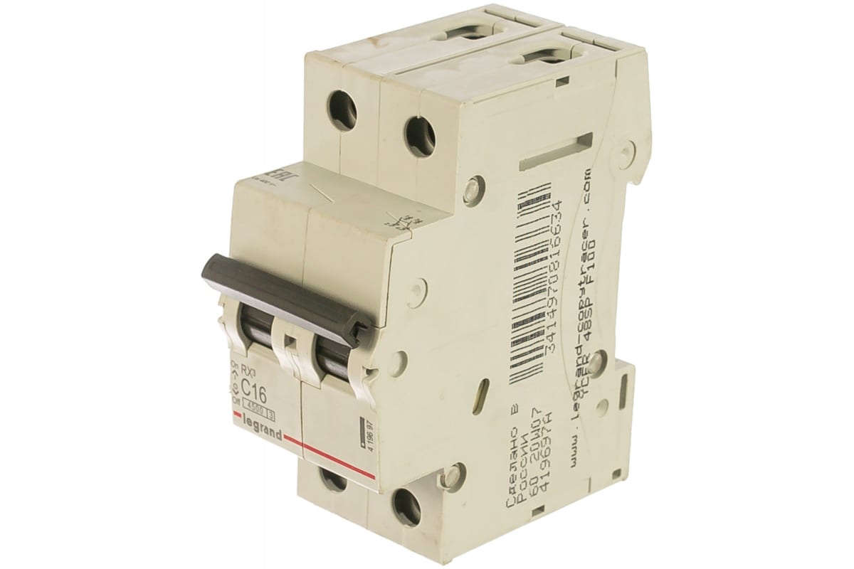 Автоматический выключатель Legrand 2П 4,5 кА С 16 A Автоматический выключатель Legrand 2П 4,5 кА С 16 A