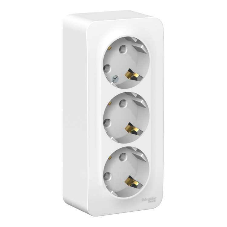 Розетка трехпостовая Schneider Electric Blanca с заземлением белый Розетка трехпостовая Schneider Electric Blanca с заземлением белый