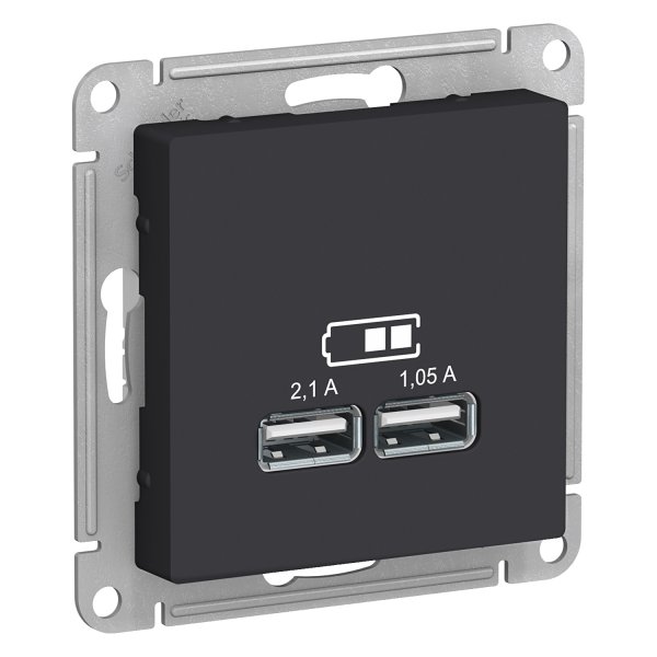 Розетка USB Schneider Electric AtlasDesign карбон Розетка USB Schneider Electric AtlasDesign карбон
