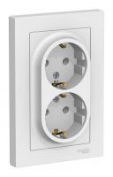 Розетка двухпостовая Schneider Electric AtlasDesign с заземлением в сборе белая Розетка двухпостовая Schneider Electric AtlasDesign с заземлением в сборе белая