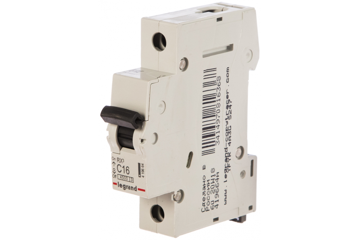 Автоматический выключатель Legrand 1П 4,5 кА С 16 A Автоматический выключатель Legrand 1П 4,5 кА С 16 A