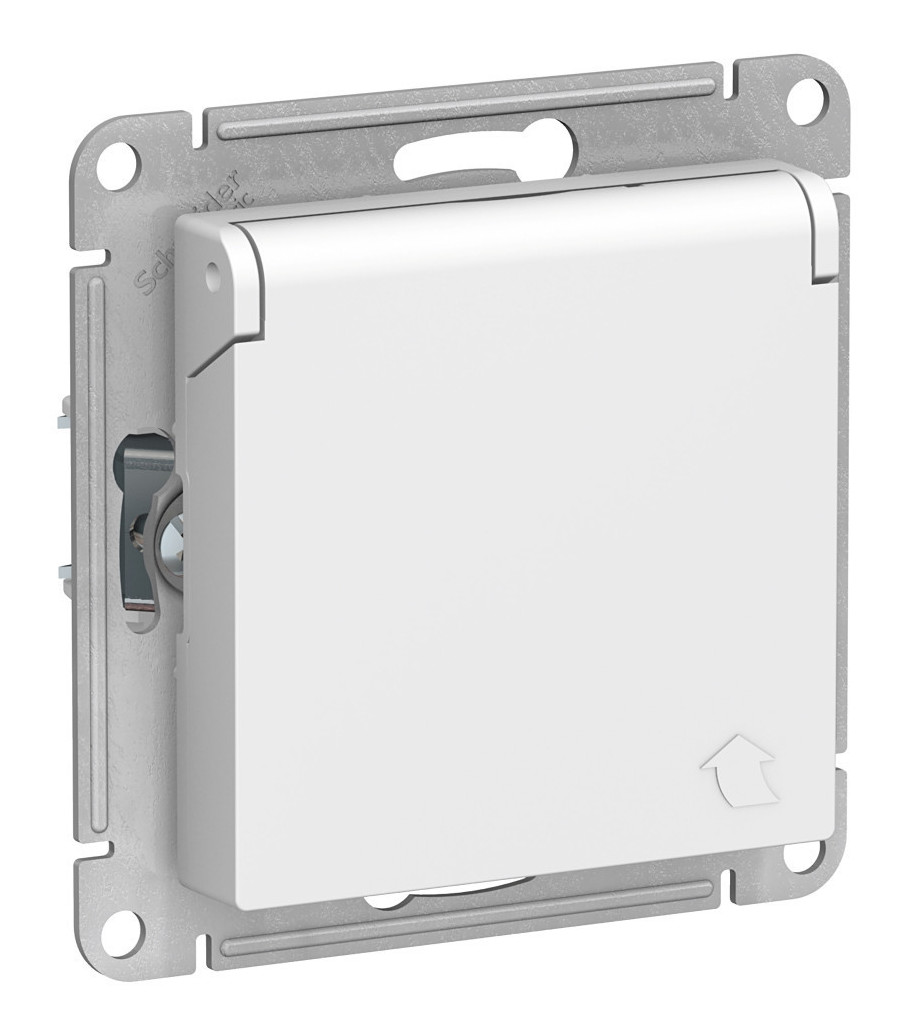 Розетка однопостовая Schneider Electric AtlasDesign с заземлением с защитной крышкой белая Розетка однопостовая Schneider Electric AtlasDesign с заземлением с защитной крышкой белая