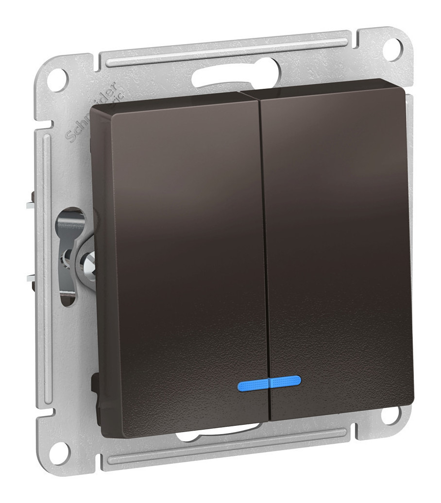 Выключатель 2-кл. Schneider Electric AtlasDesign с подсветкой мокко Выключатель 2-кл. Schneider Electric AtlasDesign с подсветкой мокко